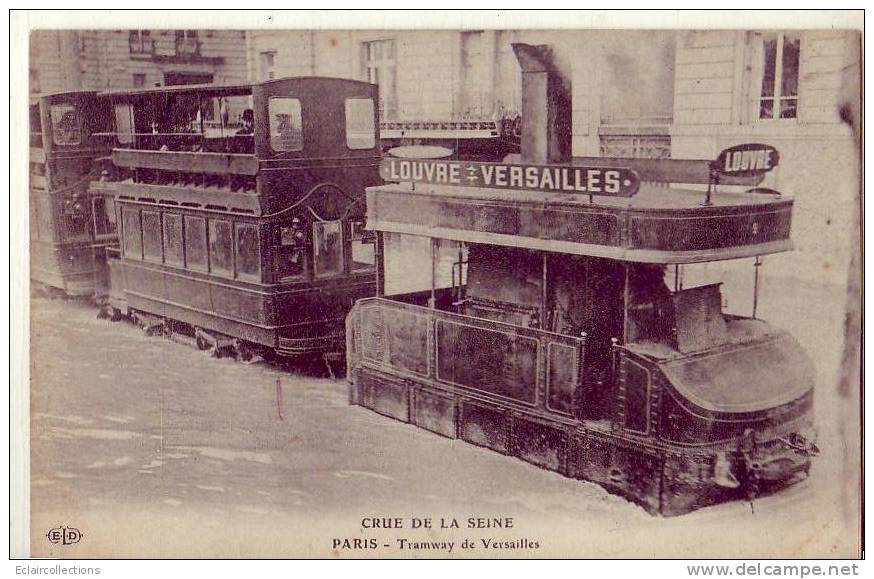 Paris  Crue De La Seine... Tramway De Versailles - Public Transport (surface)