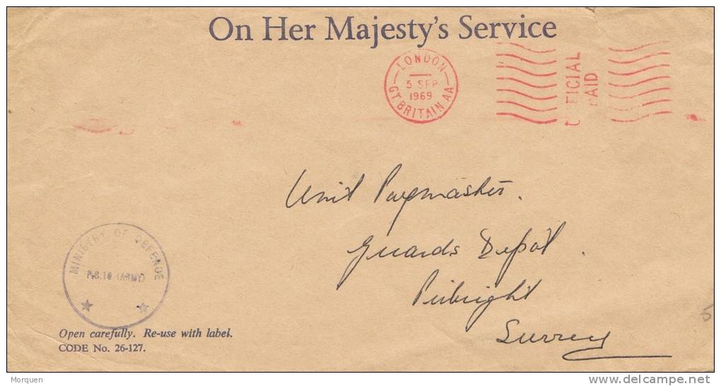 Carta Service LONDON (Gran Bretaña) 1960. Ministre Of Defense - Storia Postale