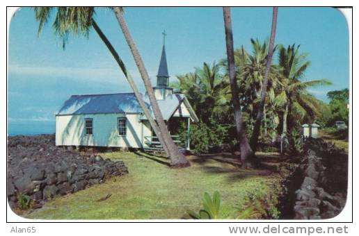 Kona HI Hawaii, St. Paul's By-the-Sea Church, Religion,  C1950s/60s Vintage Postcard - Big Island Of Hawaii