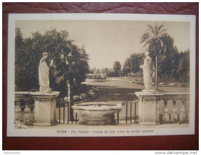 Roma - Villa Pamphili: Fontana Del Gigli Dal Giardino Superiore - Parchi & Giardini