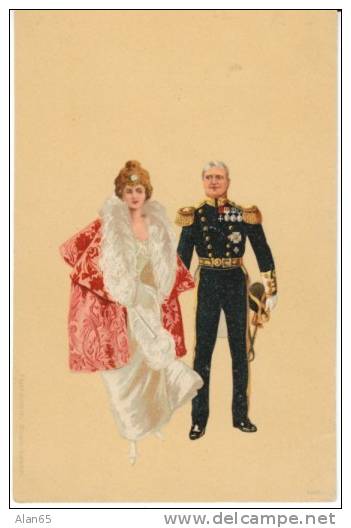 Unsigned Artist, German Military Couple, Officer Uniform, Beautiful Woman, C1890s Vintage Postcard - Ante 1900