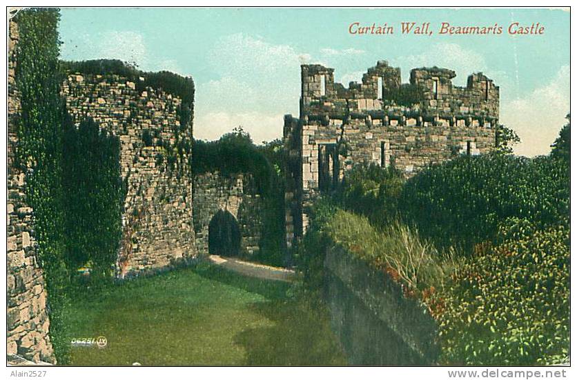 CURTAIN WALL, Beaumaris Castle (Valentine's Series, 06251, JV) - Anglesey