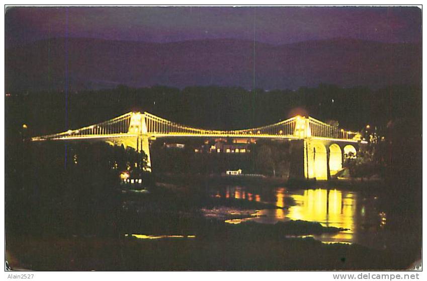 The Menai Bridge By Night (Colourmaster International, AN 669) - Anglesey