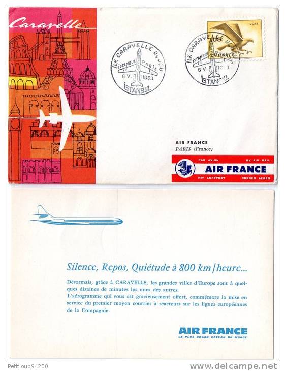 ENVELOPPE 1ere LIAISON AERIENNE-1er VOL  ISTAMBUL-PARIS- 1959  AIR FRANCE - Poste Aérienne