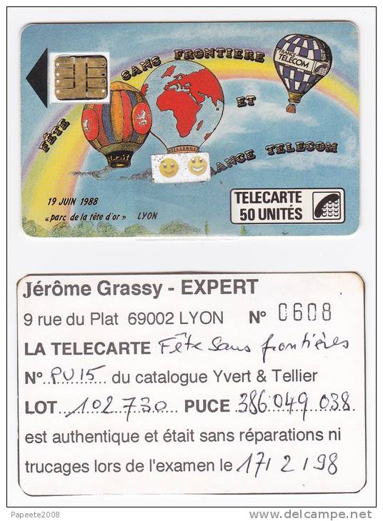 F17 / 1988 - Lyon  Fête Sans Frontière - 50 U - SC3 - "expertisée" / TTB+ à Luxe - 1988