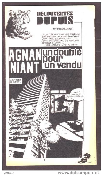 "Agnan Niant: Un Double Pour Un Vendu" De Blanchart - Supplément à Spirou 1959 - Découverte DUPUIS - Spirou Magazine