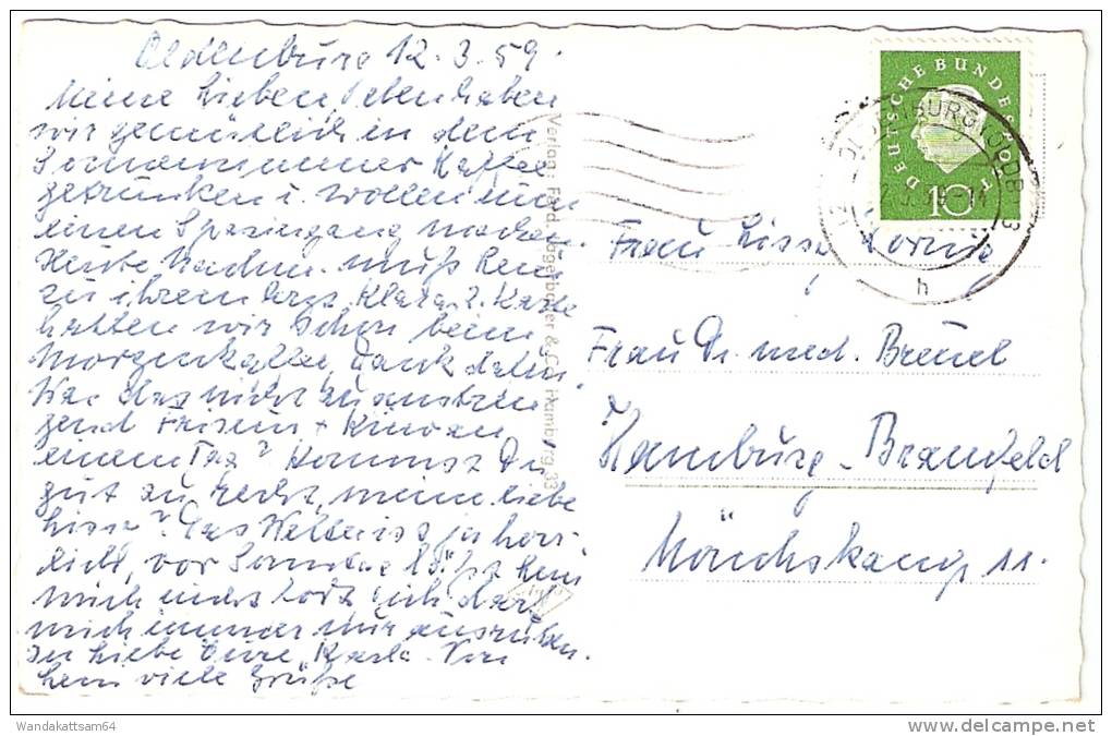 AK Oldenburg I. O. Schloßteich 12. 3. 59 - 14 (23) OLDENBURG (OLDB) 3 H Nach Hamburg Mit 1 X 10 PF DEUTSCHE BUNDESPOST - Oldenburg (Holstein)