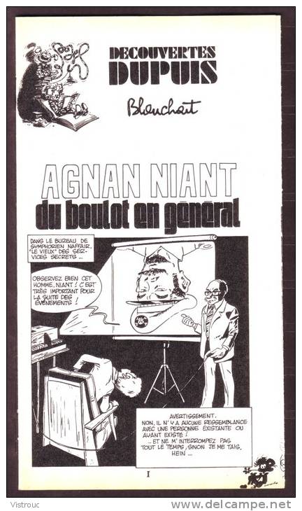 "Agnan Niant: Du Boulot En Général" De Blanchart - Supplément à Spirou 1963 - Découverte DUPUIS - Spirou Magazine