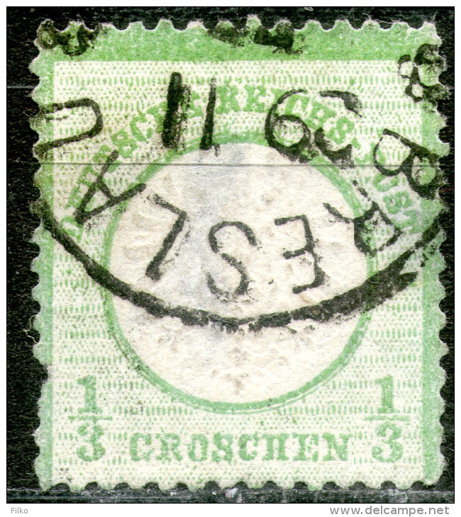 Germany,1872,1/3 Gr. Mi#2,Scott#2, 13½ : 14¼,Small Eagle,cancel:Breslau,09.11.1873,as Scan - Gebraucht