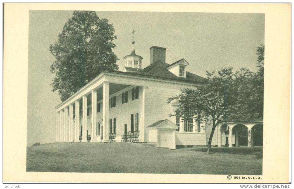 USA – United States – The Mount Vernon Mansion, East Front, 1938 Unused Postcard [P5551] - Other & Unclassified