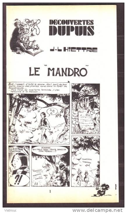 "Le Mandro" De Hiettre - Supplément à Spirou 1960 - Découverte DUPUIS. - Spirou Magazine