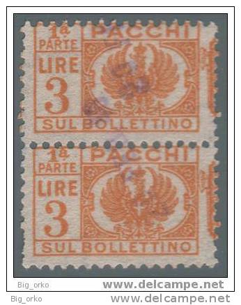 Italia Regno - Pacchi Postali: £ 3 - Copia Verticale - Prima Parte (n° 32) Con Fasci Al Centro - 1927/32 - Colis-postaux