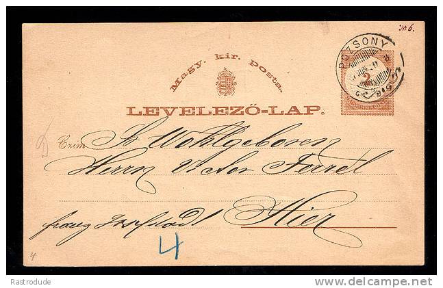 HUNGARY – UNGARN 1889 2 Kr POSTAL STATIONERY CARD – LOCAL USE - Interi Postali