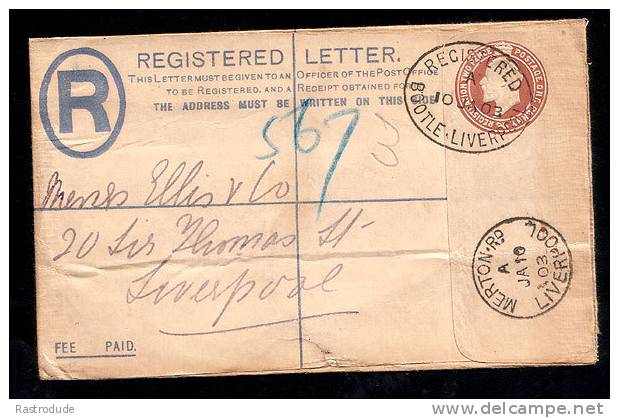 GREAT BRITAIN 1910 – REGISTERED POSTAL STATIONERY CARD - Postwaardestukken