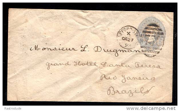 GREAT BRITAIN 1893 – 2d POSTAL STATIONERY ENVELOPE TO BRASIL - Entiers Postaux