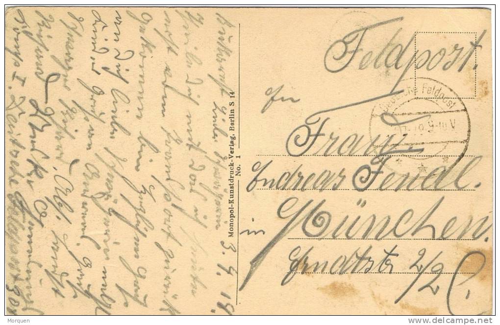 3784. Postal Rumania (Bucarest). FELDPOST Deutsche 1918. Correo Militar - Lettres 1ère Guerre Mondiale