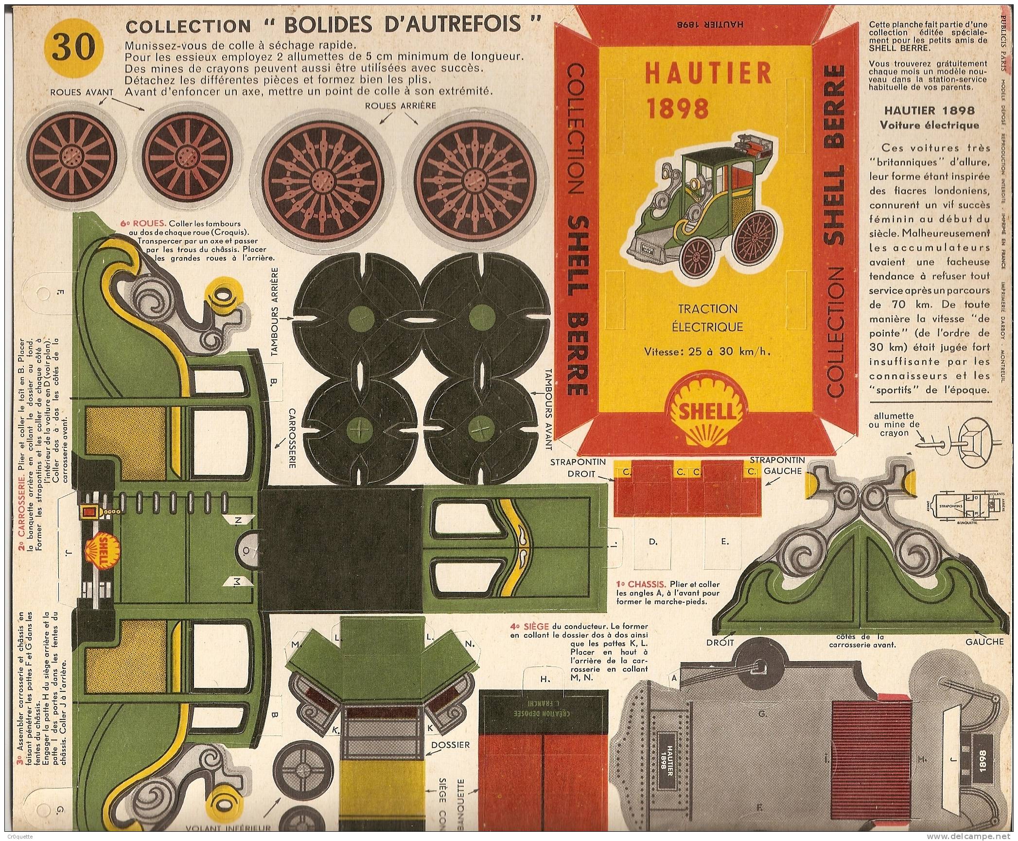 PUBLICITE SHELL -  BOLIDES D' AUTREFOIS HAUTIER 1898 - Carton / Lasercut