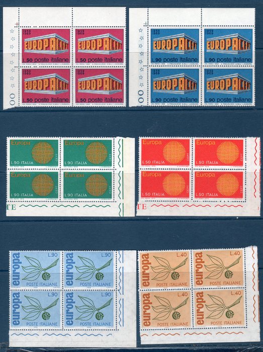 ITALIA  / ITALY 1965-1969-1970 -- 3 Serie In Quartine EUROPA CEPT -- ** MNH / BDF - Verzamelingen