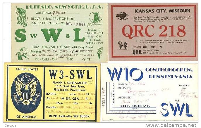 Beau LOT De 10 Cartes QSL Des USA Années 30 (A) - Radio