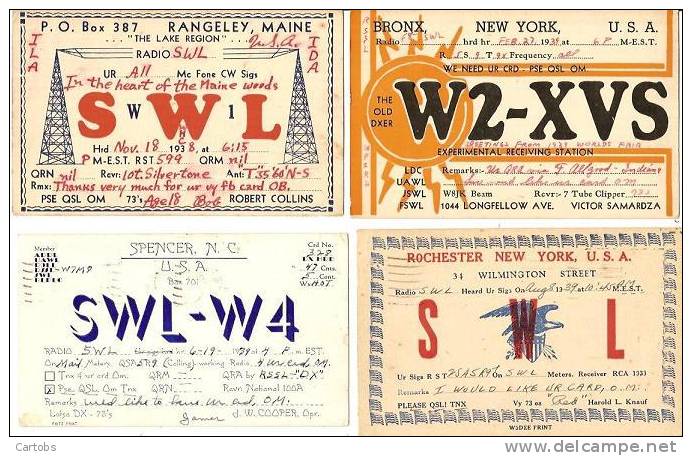 Beau LOT De 10 Cartes QSL Des USA Années 30 (B) - Radio