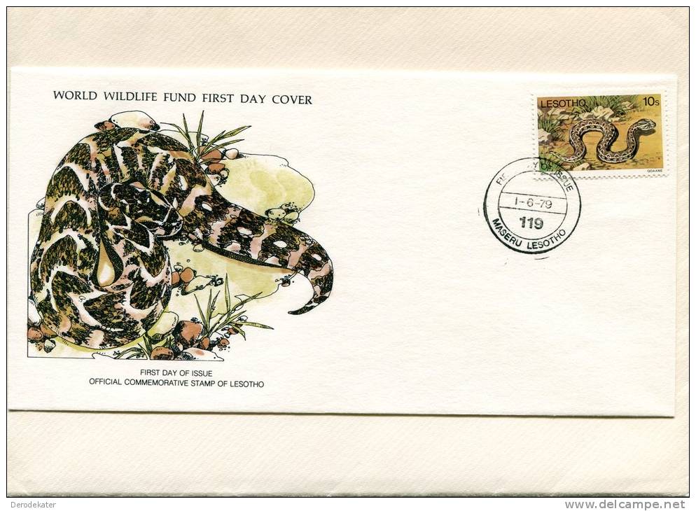 Lesotho 1979. Bitis Atropos.Qoaane.Mountain Adder. Serpent. Reptilia.Viperidae.FDC WWF Fauna.Good. New! - Snakes