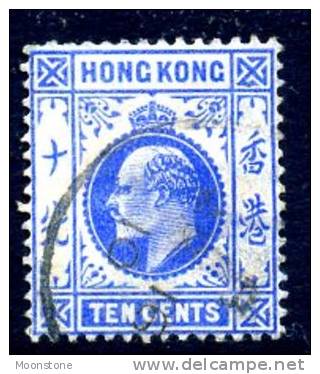 Hong Kong KEVII 1907 10c Ultramarine, Used - Usados