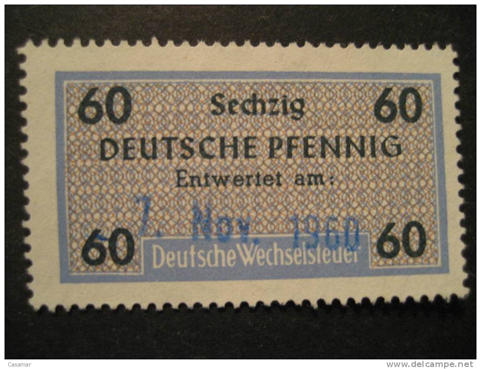 GERMANY 60 Deutsche Pf 1960 Wechselsteuer Fiscal Tax Due Revenue Official Service Poster Stamp Label Vignette Cinderella - Other & Unclassified