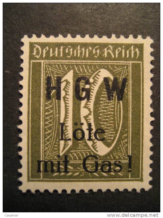 GERMANY Deutsches Reich H G W Advertise Overprinted Stamp Poster Stamp Label Vignette Vi&ntilde;eta - Covers & Documents