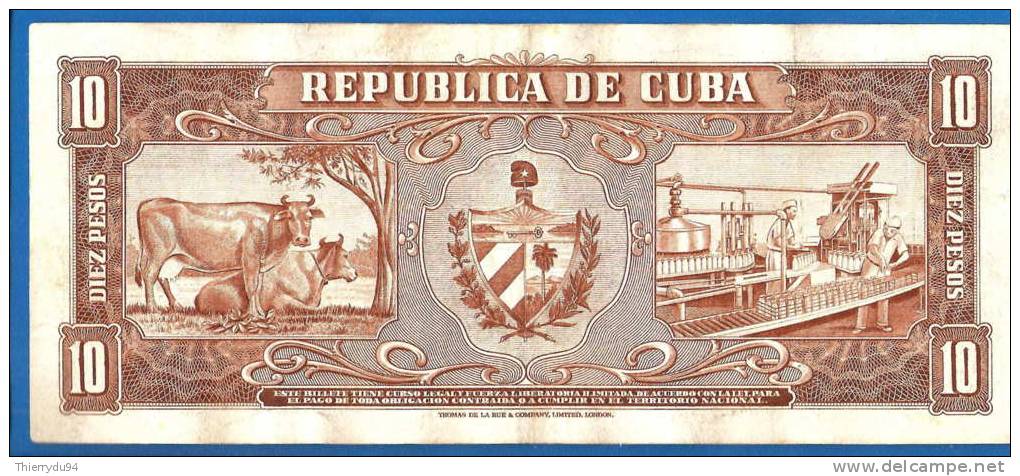 Cuba 10 Pesos 1956 Cespedes Kuba Uniquement Prix + Frais De Port Peso Skrill Paypal OK - Cuba