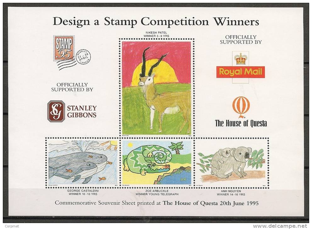 UK - FAUNA - DESIGN A STAMP COMPETITION WINNERS Souvenir Sheet Printed At THE HOUSE OF QUESTA 1995 - MNH - Varietà, Errori & Curiosità