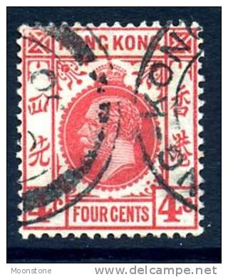 Hong Kong George V 1921 4c Carmine-rose, Used - Used Stamps