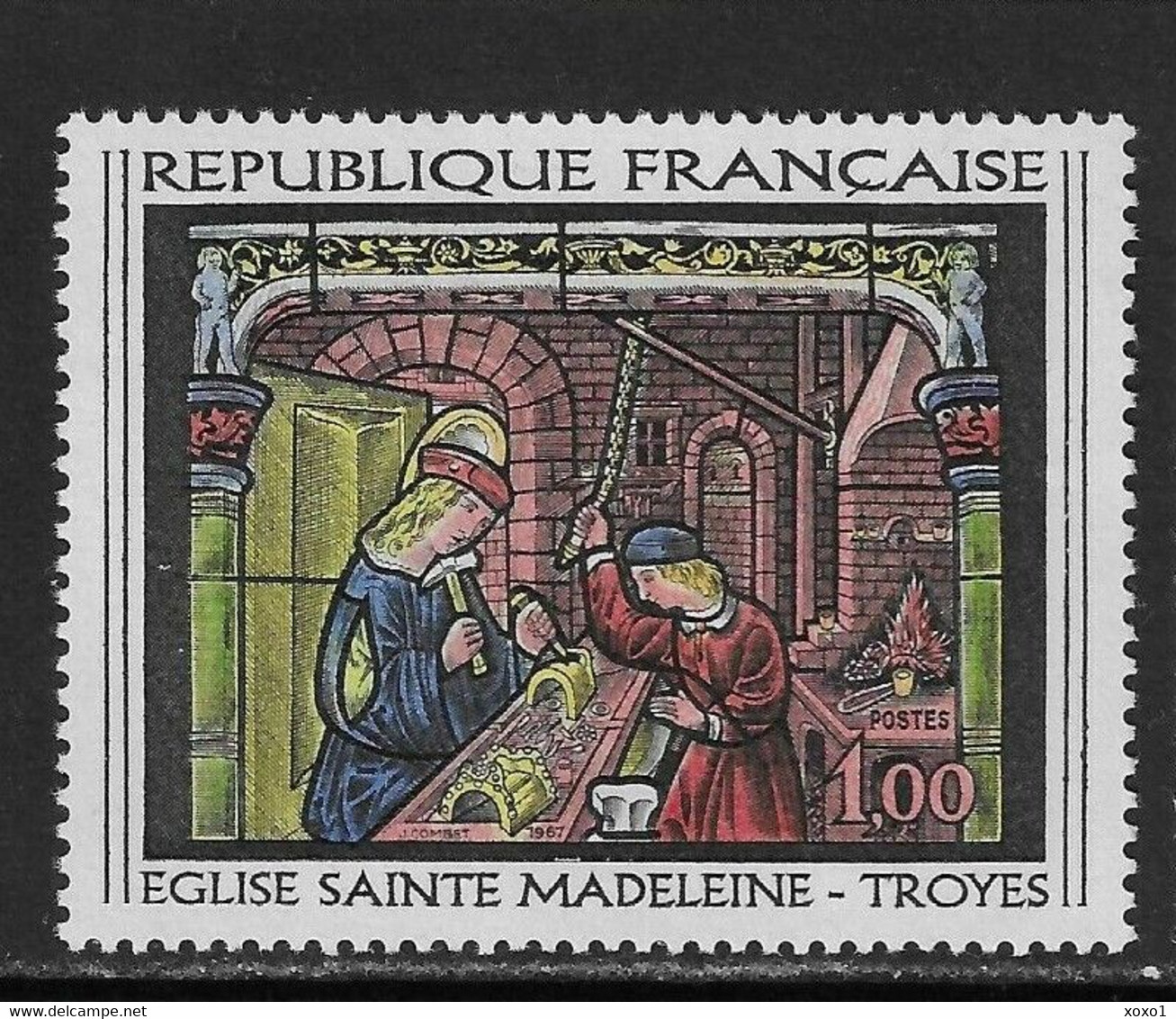France 1967 Art  Stained-Glasses Church Of Ste. Madeleine At Troyes, By Nicolas Cordonnier  1v MNH** 0,50 € - Glasses & Stained-Glasses