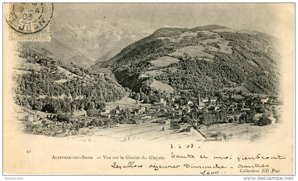 CPA 38 ALLEVARD LES BAINS  VUE SUR LE GLACIER DU GLEYZIN 1903 - Allevard