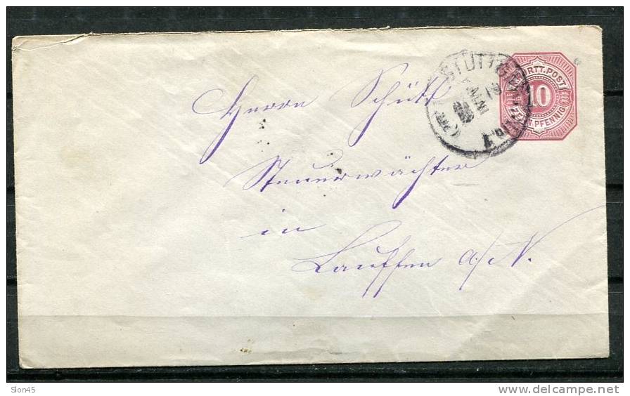 Germany/Wurttemberg 1887 Postal Stationary Cover - Interi Postali