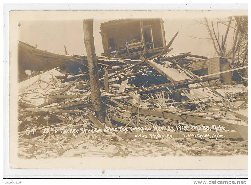 AAS 567/  CARTE PHOTO -AMERIQUE-NEBRASKA  - TOURNADE  MAR.1919 - Autres & Non Classés