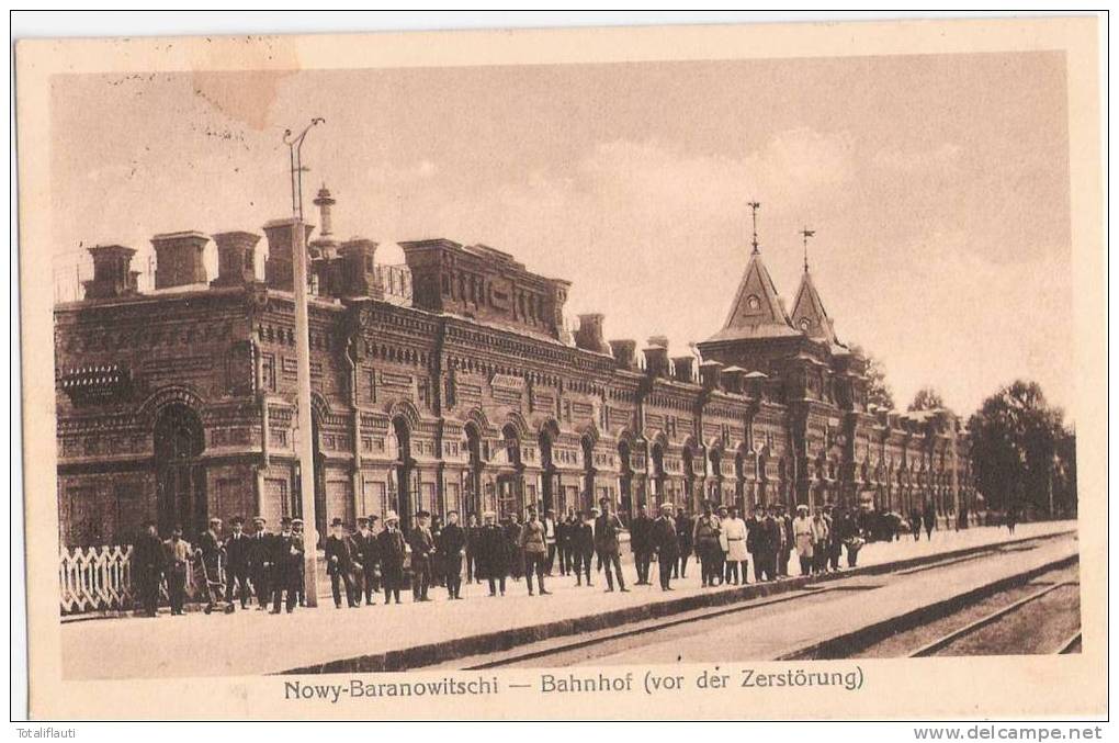 Nowy Baranowitschi Belarus Bahnhof V Zerstörung Belebt Gleisseite Feldpost 1916 Formation LandwehrInfanterie Regiment 22 - Wit-Rusland