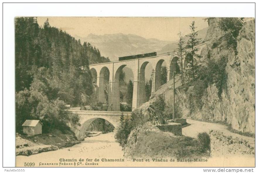 Chemin De Fer De Chamonix - Pont Et Viaduc De  Sainte-Marie 1911 (train Sur Le Viaduc) Dép74 - Autres & Non Classés