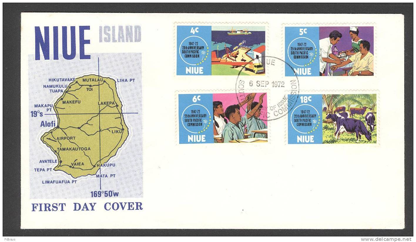6 SEP 1972 FDC  25TH ANN. SOUTH PACIFIC COMMISSION - NO ADDRESSEE - Niue