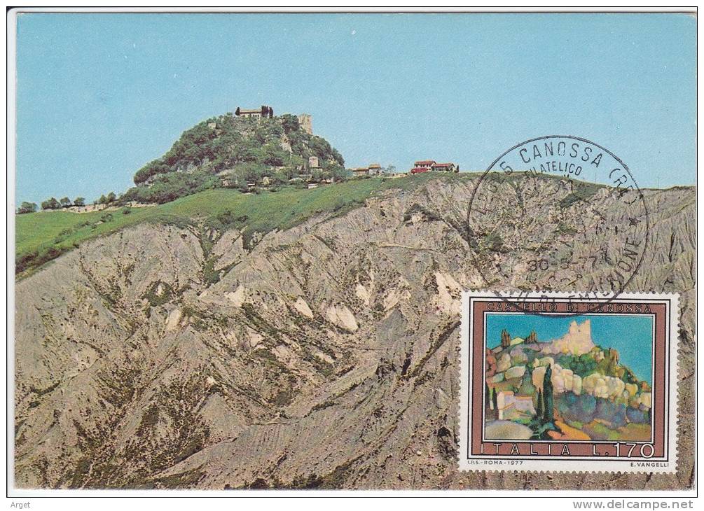 Carte-Maximum ITALIE N° Yvert 1301 (Château De CANOSSA)  Obl Sp Ill 1er Jour 1977 - Maximum Cards