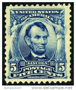 US #304 XF Mint Hinged 5c Lincoln From 1903 - Unused Stamps