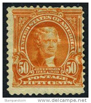 US #310 Mint Hinged 50c Jefferson From 1903 - Neufs