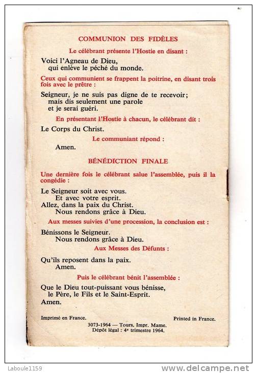LIVRET PIEUX : "Extraits De L' Ordinaire De La Messe Avec La Traduction Officielle..." - Images Religieuses