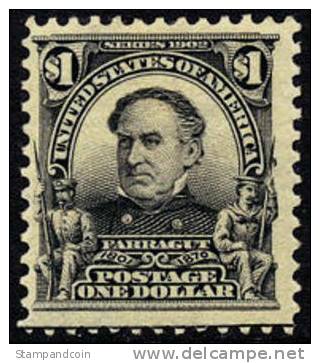 US #311 Mint Hinged $1 Farragut From 1903 - Unused Stamps