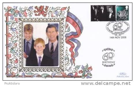 United Kingdom Special Cancellation FDC 14 November 2008 Birthday Prince Charles Of Wales - Harry - William - 2001-2010 Em. Décimales