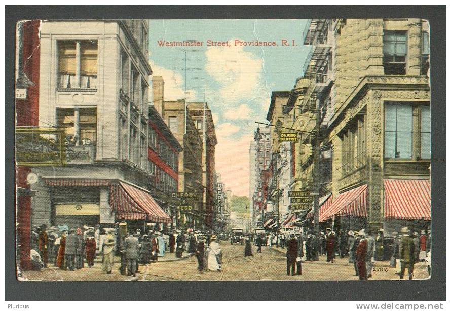 WESTMINSTER STREET VIEW, PROVIDENCE ,  OLD POSTCARD, USED 1914 - Providence