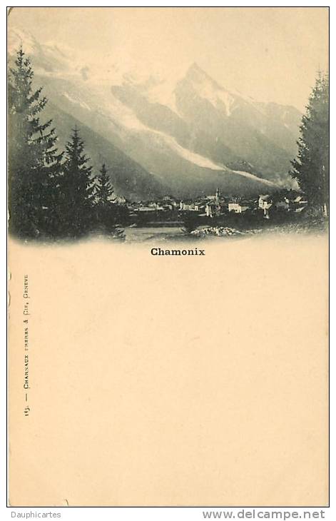 CHAMONIX -  Vue Sur Le Village Et Mont Blanc - Carte Précurseur -   2 Scans - Chamonix-Mont-Blanc