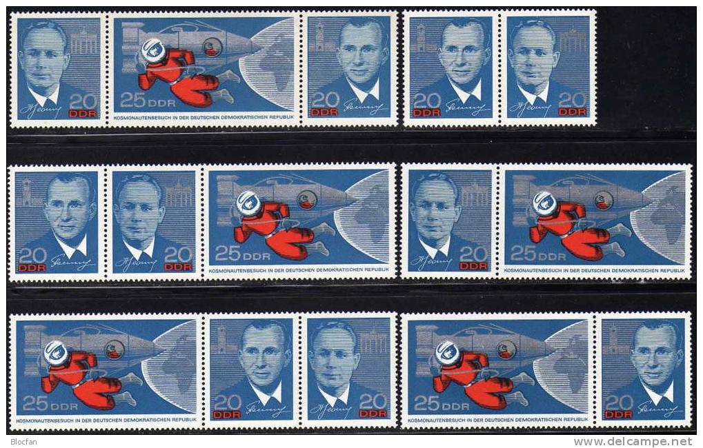 Kosmonauten-Besuch 1965 In Berlin DDR 1138/0 Plus 6xZD ** 28€ Leonow Frei Fliegend Im All Space Se-tenant Of Germany - Collections