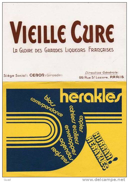 BUVARD   LIQUEUR VIELLE CURE  HERAKLES CAHIERS D'ECOLIERS - Transport