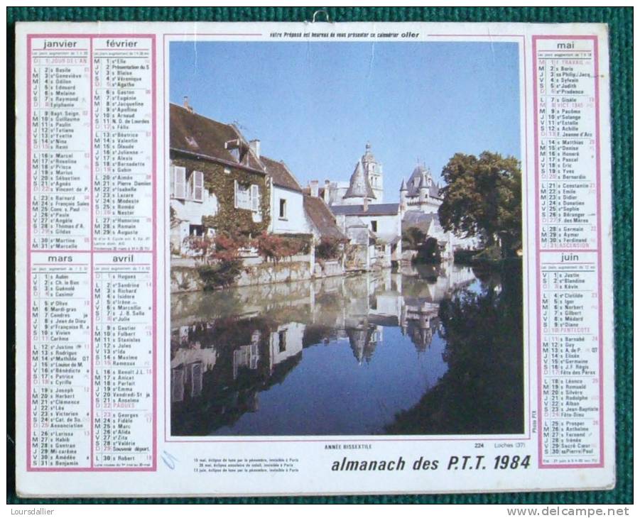 CALENDRIER ALMANACH DES P.T.T.  1984  CAHORS LOCHES - Grand Format : 1981-90