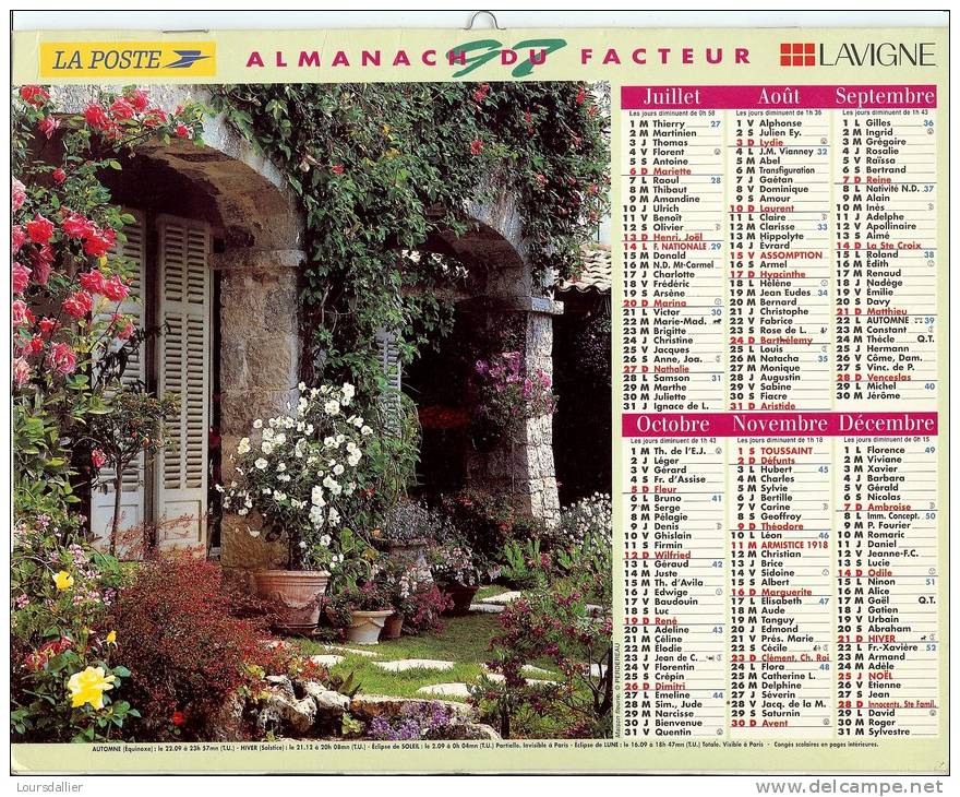 CALENDRIER ALMANACH DES P.T.T.  1997 AUTOMNE  DALMATIEN CHIENS - Grossformat : 1991-00